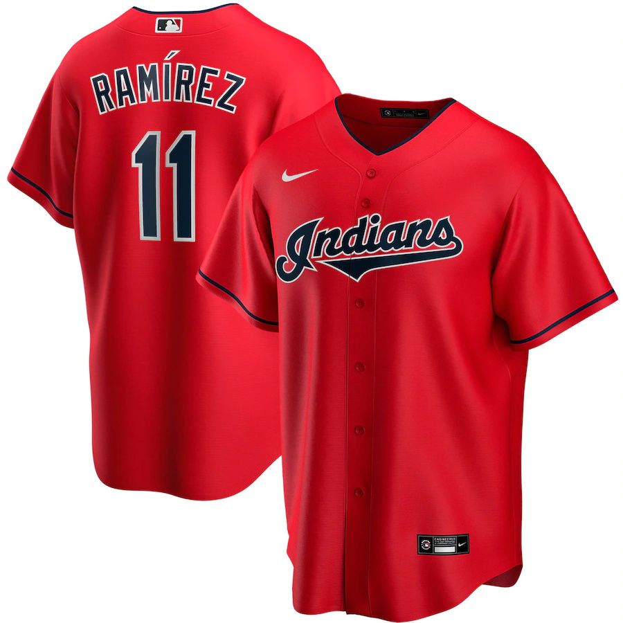 Mens Cleveland Indians 11 Jose Ramirez Nike Red Alternate Replica Player Name MLB Jerseys